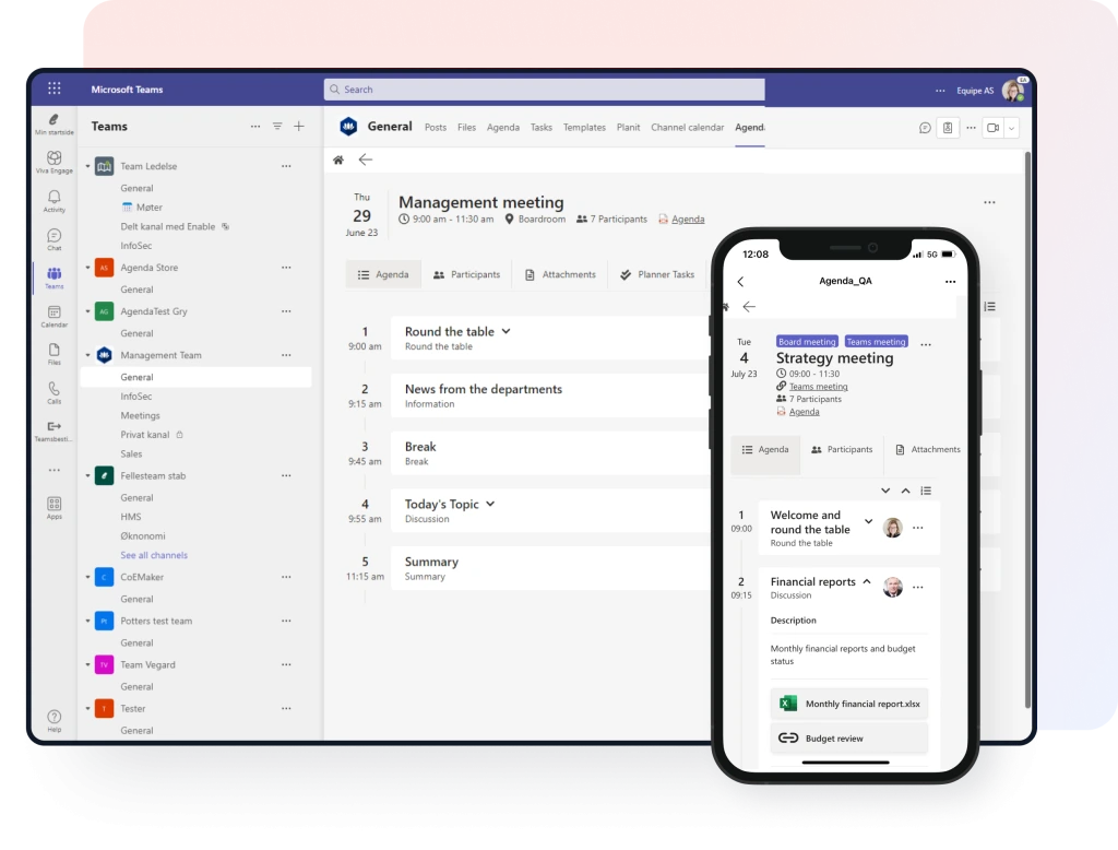 Produktivitetssoftware Agenda. En app til teams der gør mødere smartere